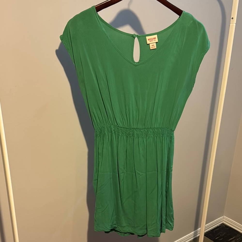Green Relaxed Cap Sleeve Dress